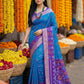 Anaita Blue Pochampally Silk Woven Saree With Blouse