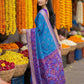 Anaita Blue Pochampally Silk Woven Saree With Blouse