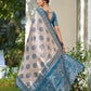 Anaita Blue Silk Blend Woven Saree With Blouse