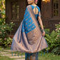 Anaita Blue Silk Blend Woven Saree With Blouse