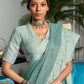 Anaita Blue Linen Zari Work Saree With Blouse