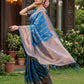 Anaita Blue Silk Blend Woven Saree With Blouse