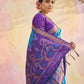 Anaita Blue Soft Silk Printed Saree With Blouse