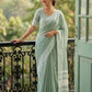 Anaita Blue Linen Zari Work Saree With Blouse