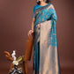 Anaita Blue Banarasi Silk Woven Saree With Blouse