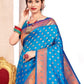 Anaita Blue Banarasi Saree With Blouse Piece