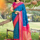 Anaita Blue Silk Saree With Blouse Piece