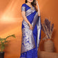 Anaita Blue Banarasi Silk Saree With Weaving Work