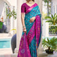 Anaita Blue Silk Saree With Blouse Piece