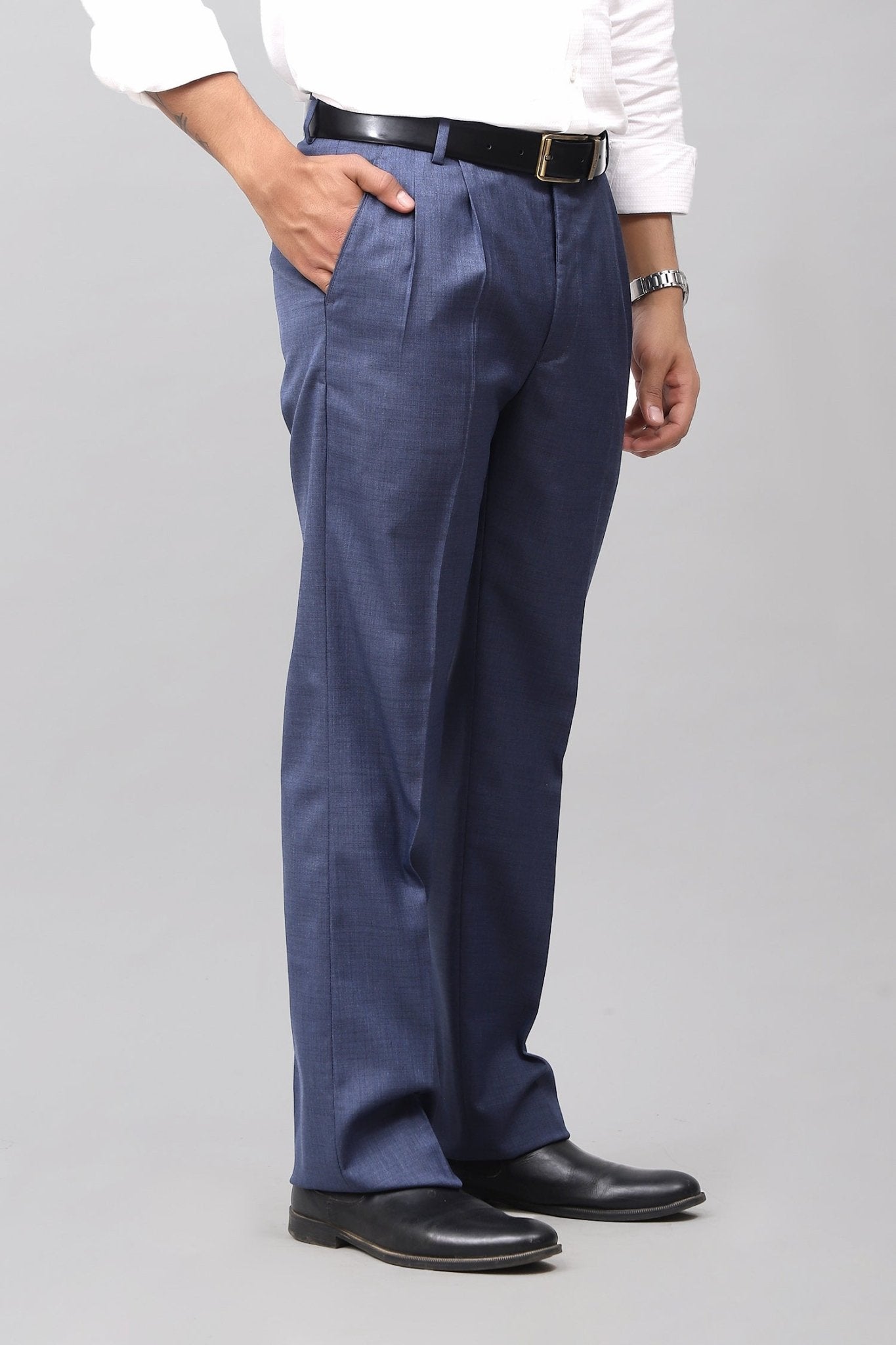 Bluebird Electric Blue Pleated Trouser | Swadesiicart