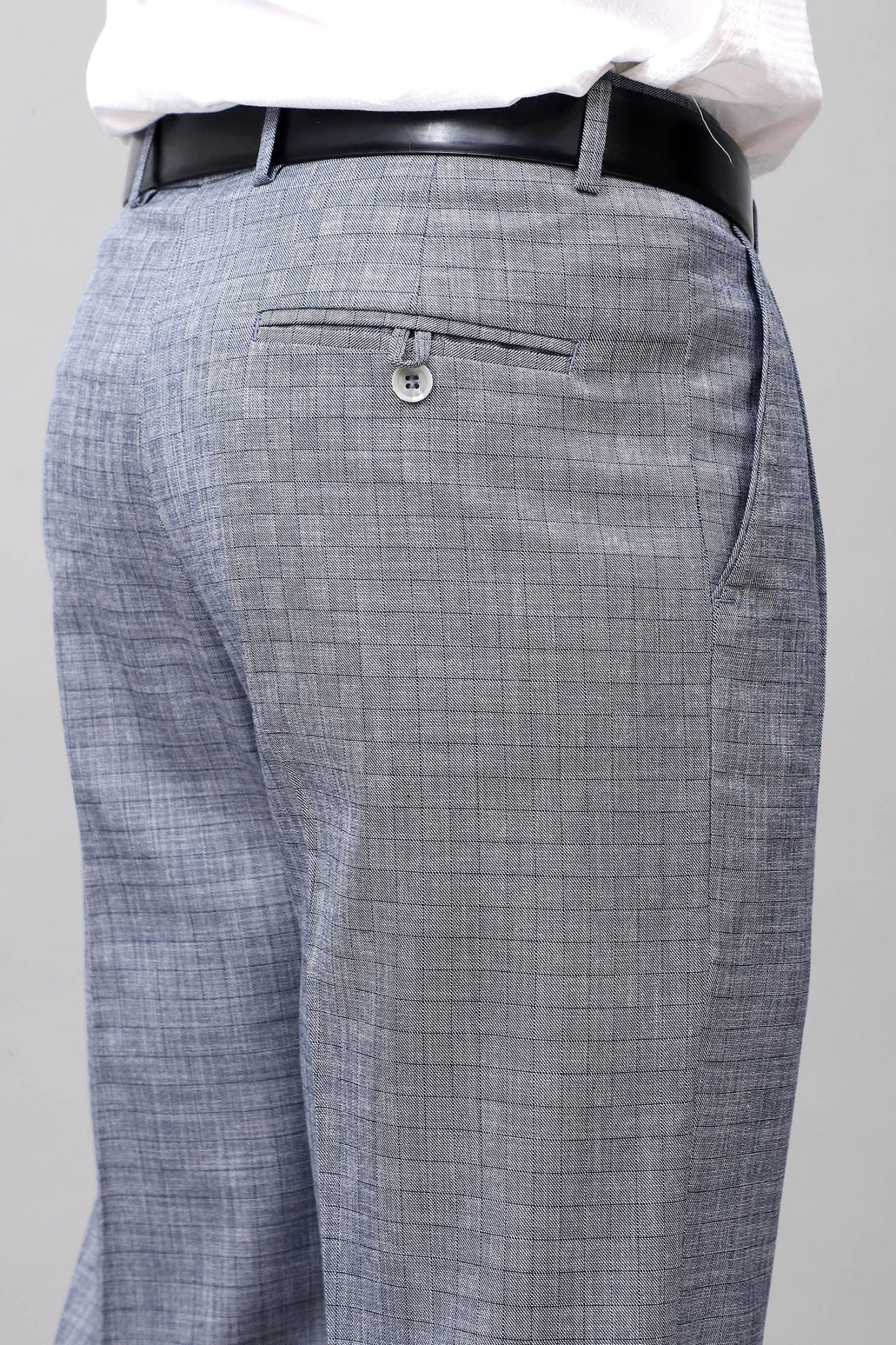 Bluebird Elegant Blue Check Pleated Trouser | Swadesiicart