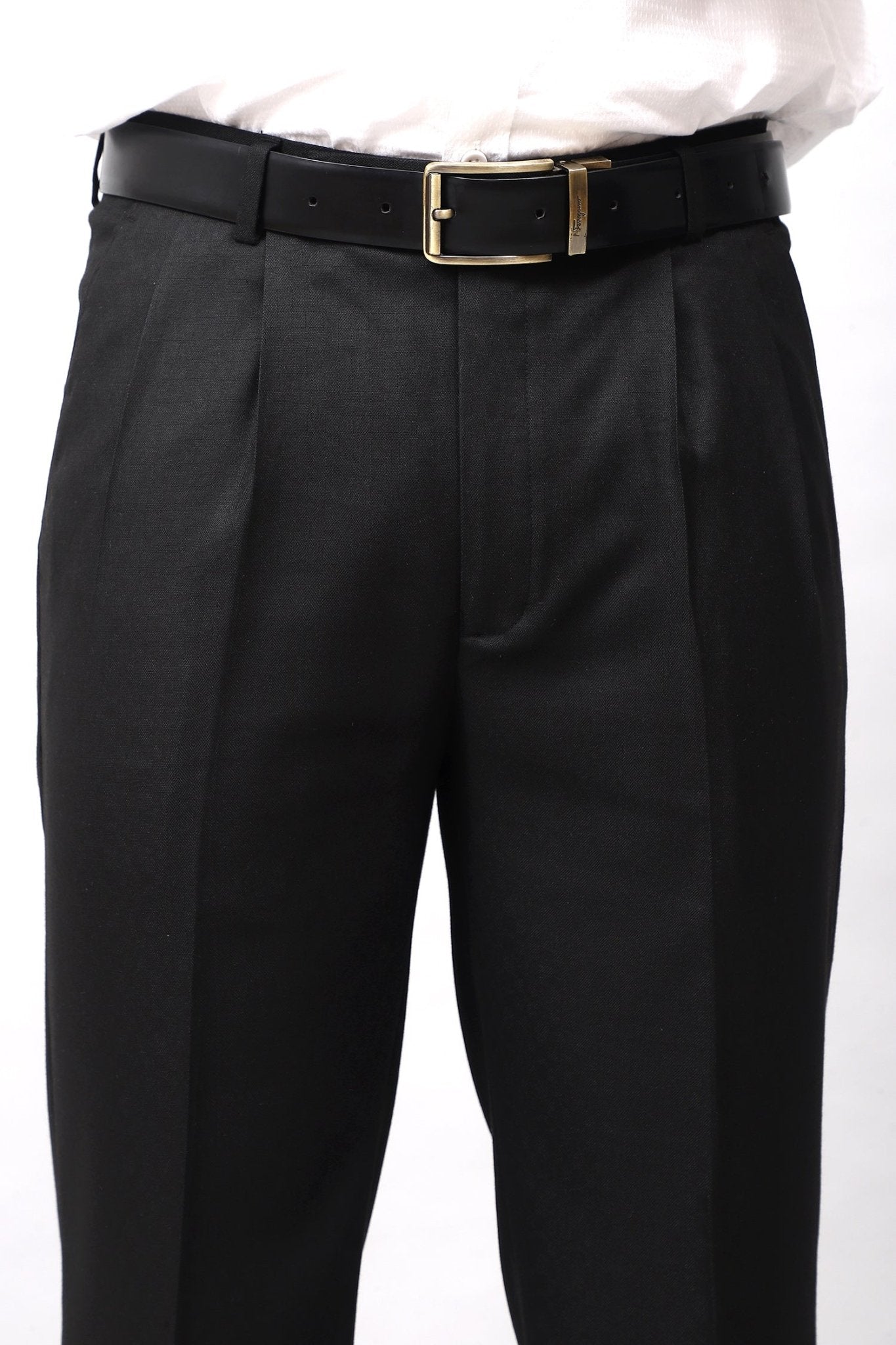 Bluebird Iconic Black Pleated Tailored Trouser | Swadesiicart
