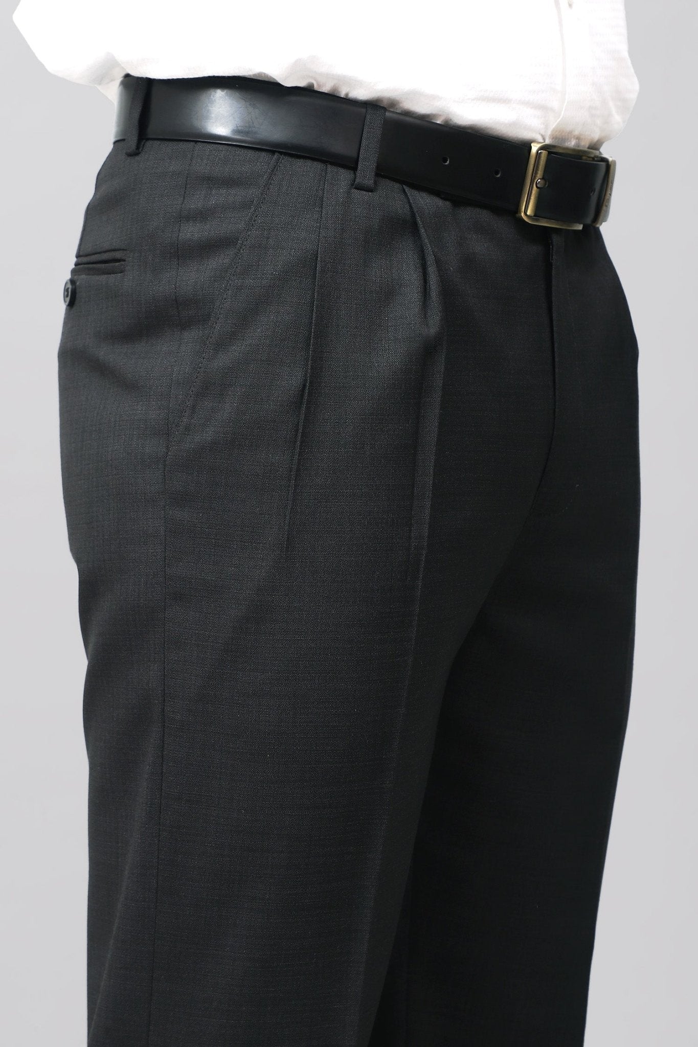 Bluebird Jet Black Pleated Tailored Trouser | Swadesiicart