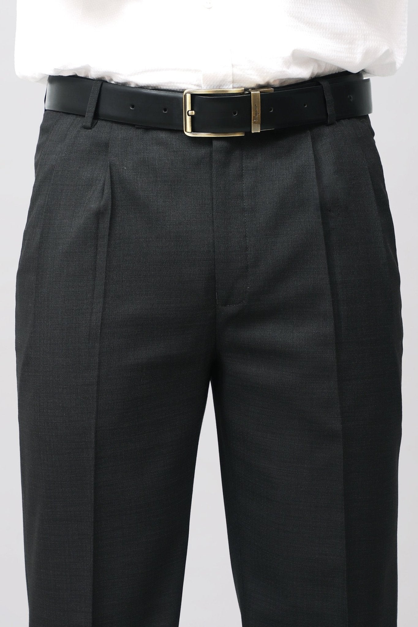 Bluebird Jet Black Pleated Tailored Trouser | Swadesiicart