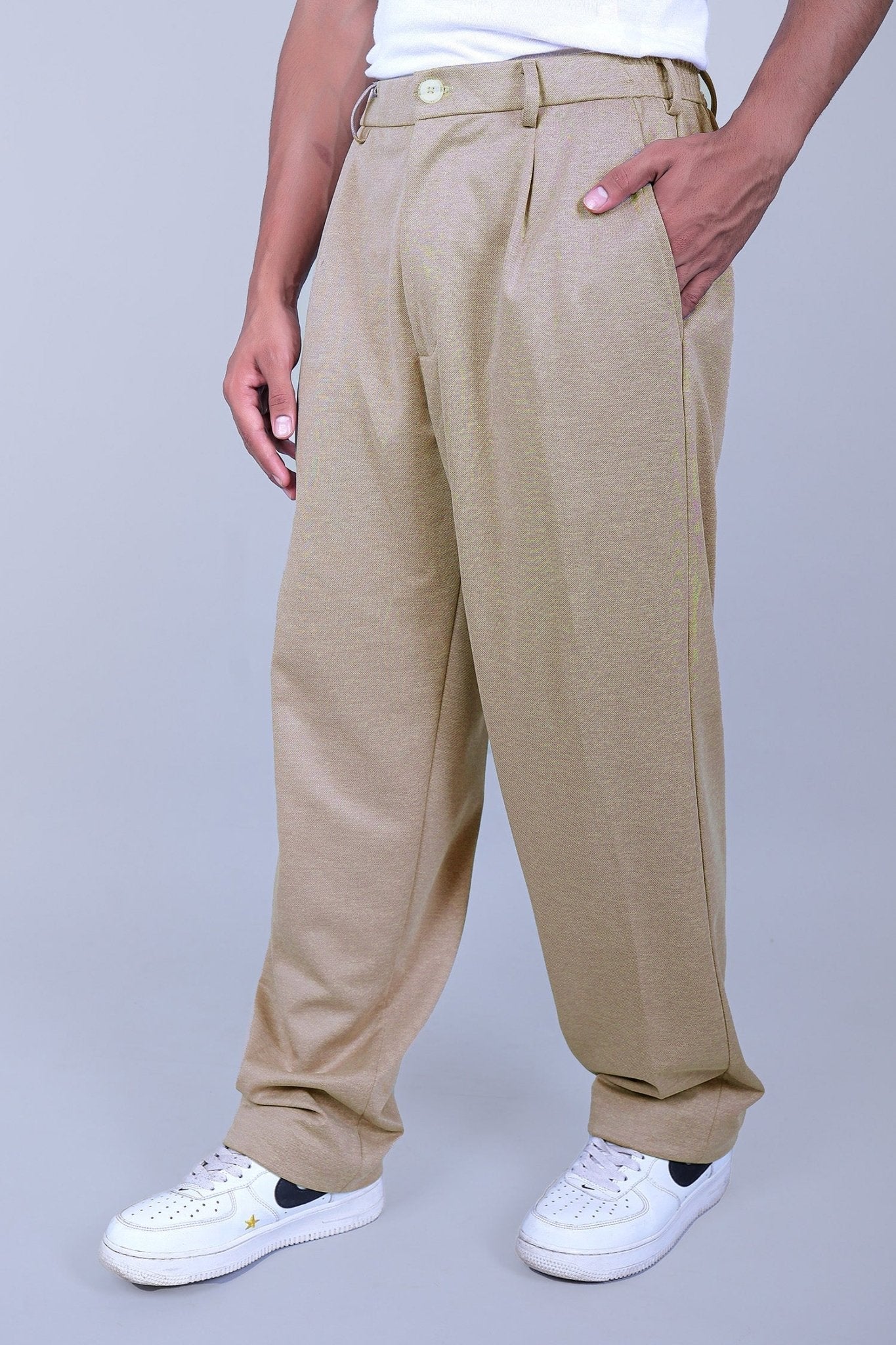Bluebird Beige Color Korean Style Pant | Swadesiicart