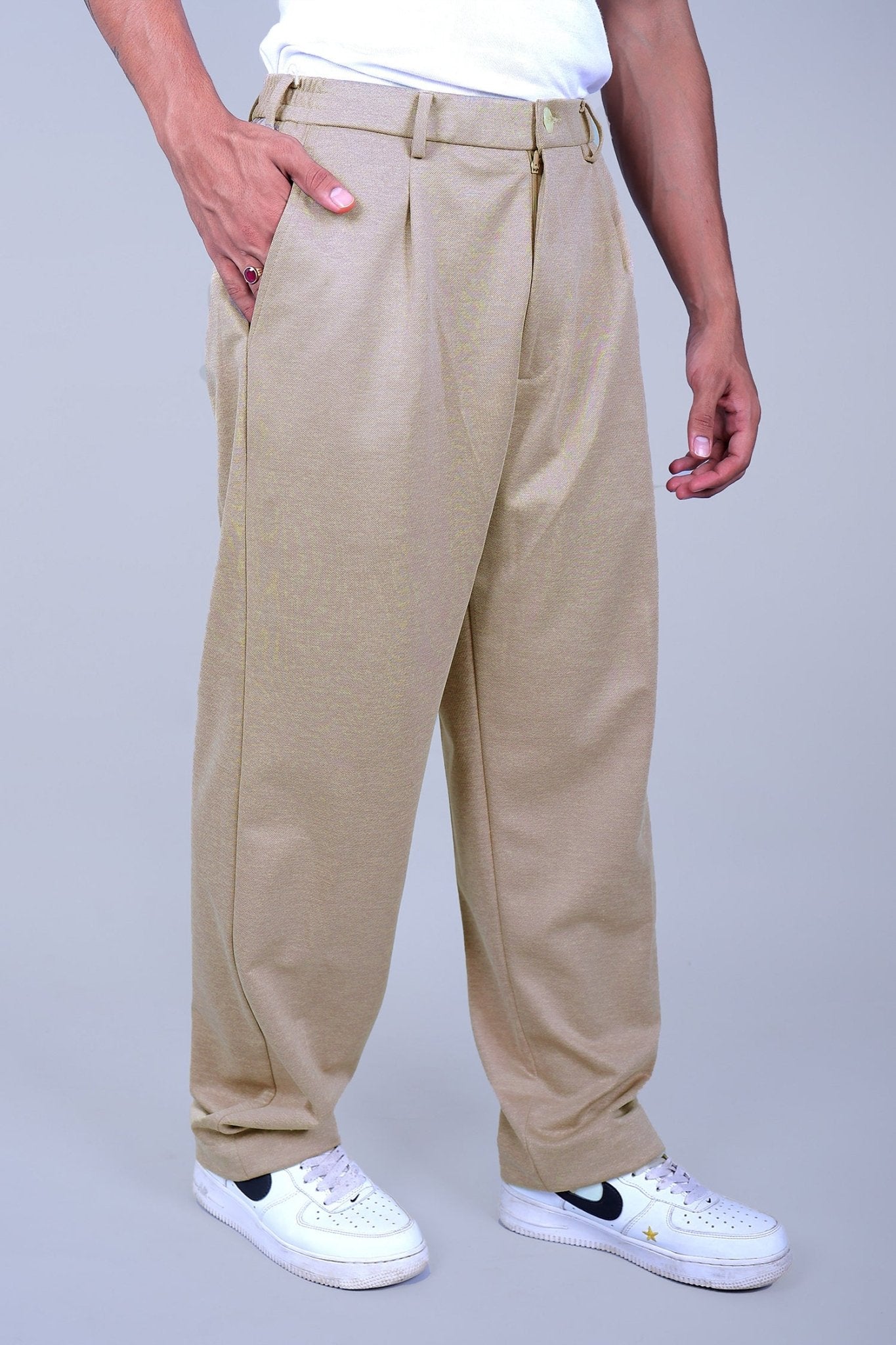 Bluebird Beige Color Korean Style Pant | Swadesiicart