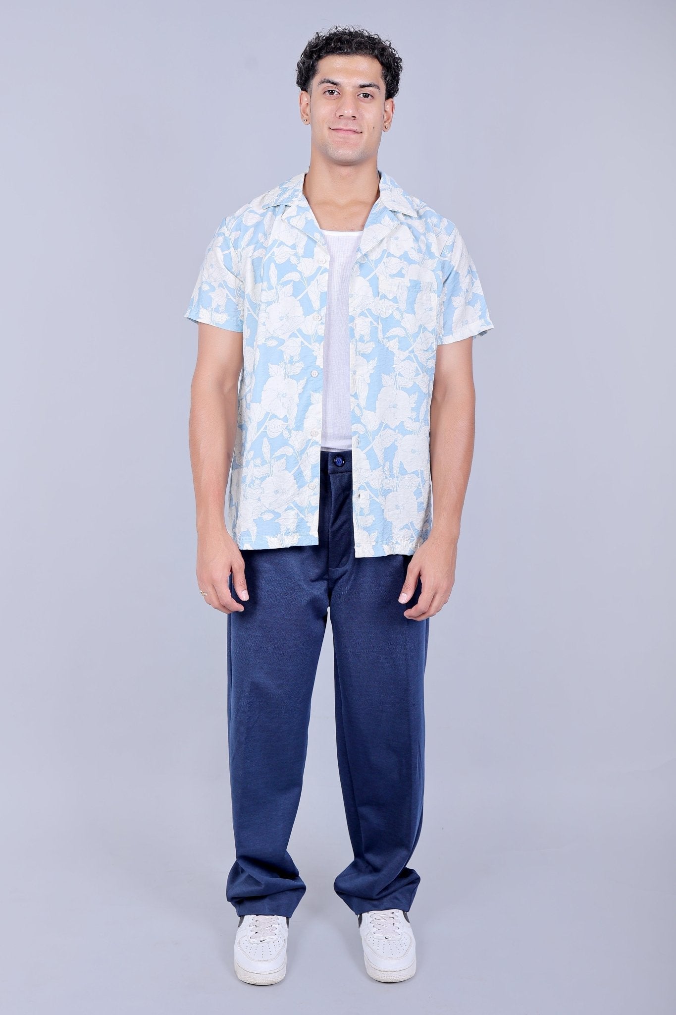 Bluebird korean pleated pant blue color | Swadesiicart