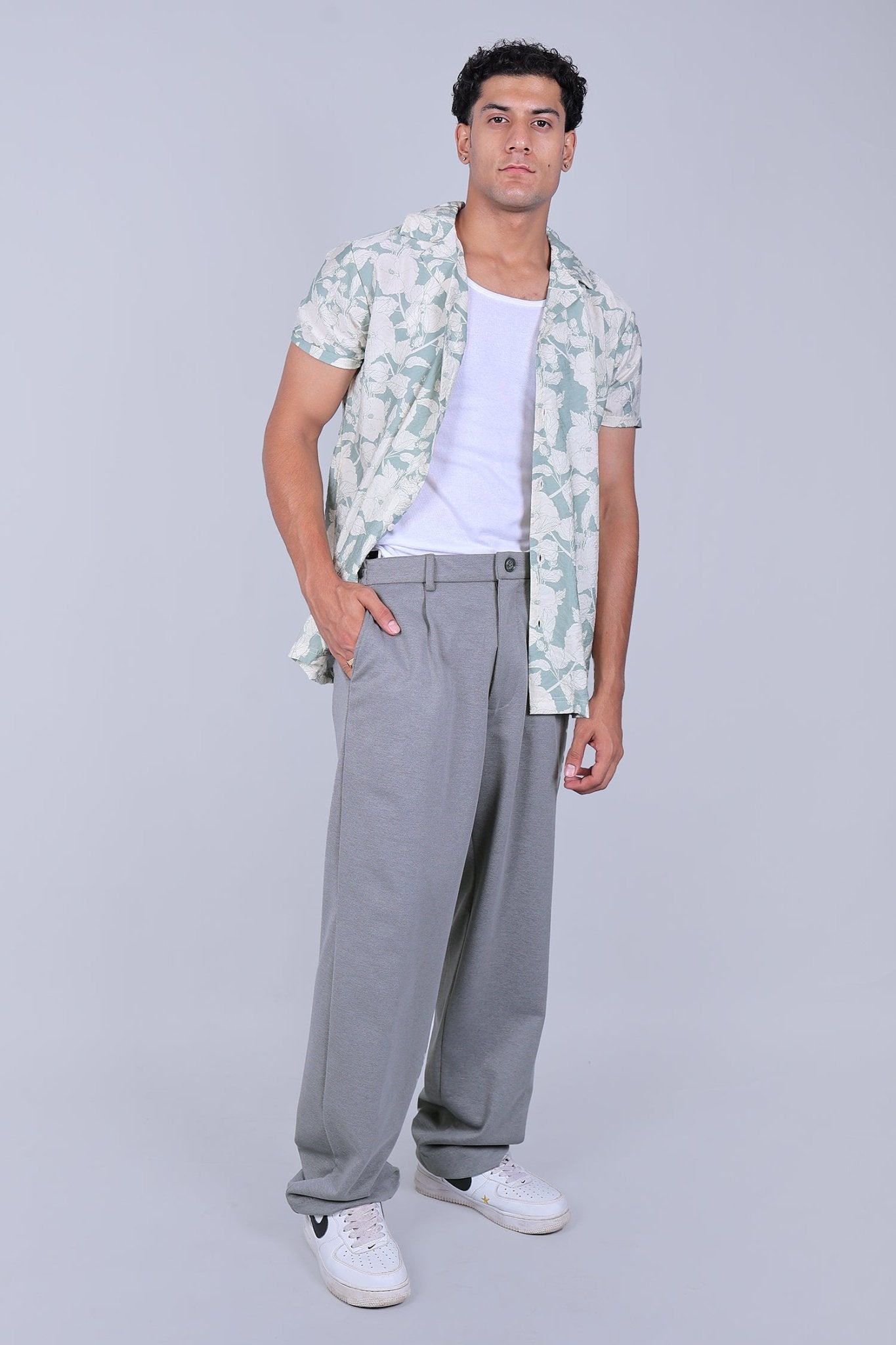Bluebird korean pleated pant grey color | Swadesiicart