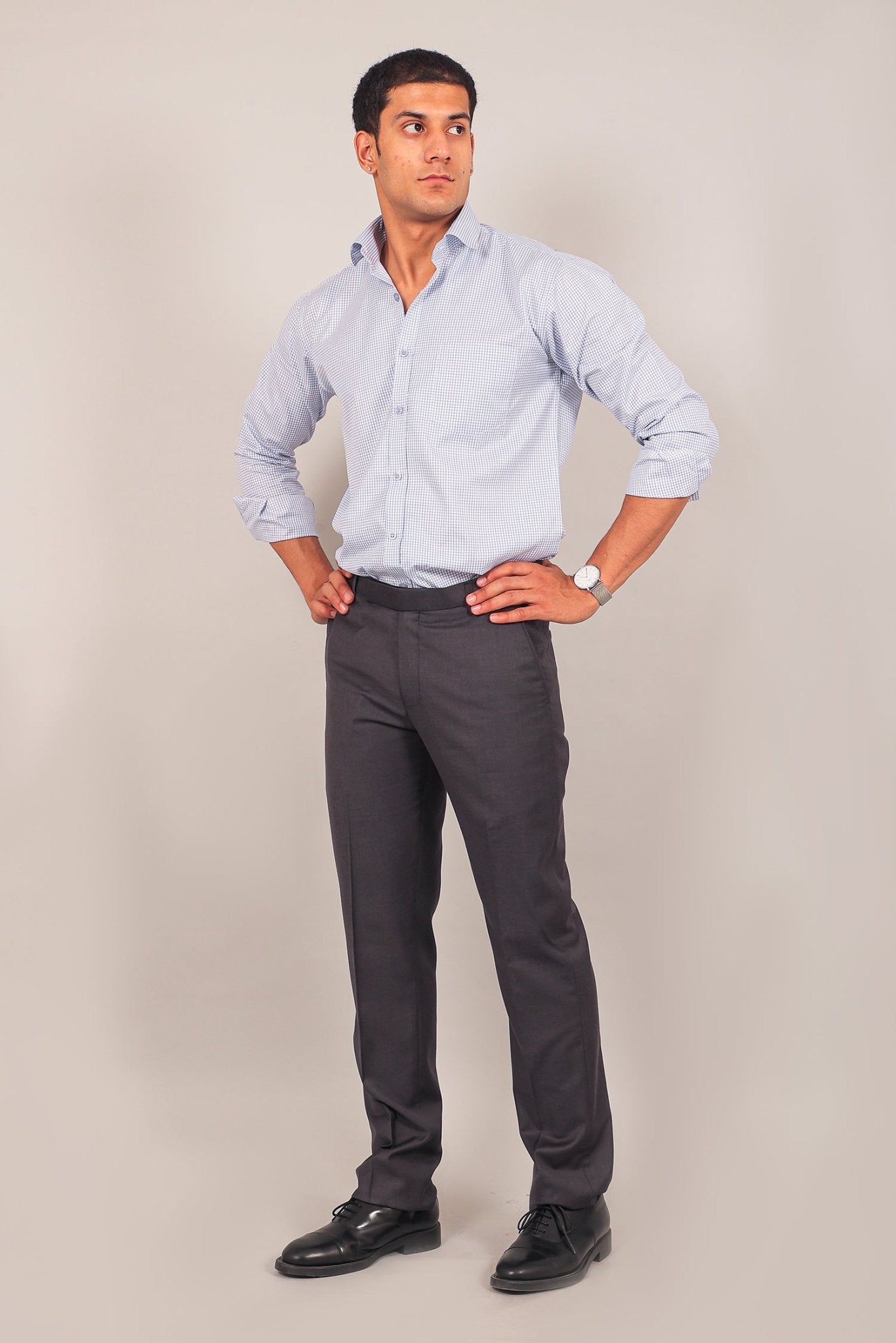 Bluebird men's ash black formal trouser | Swadesiicart
