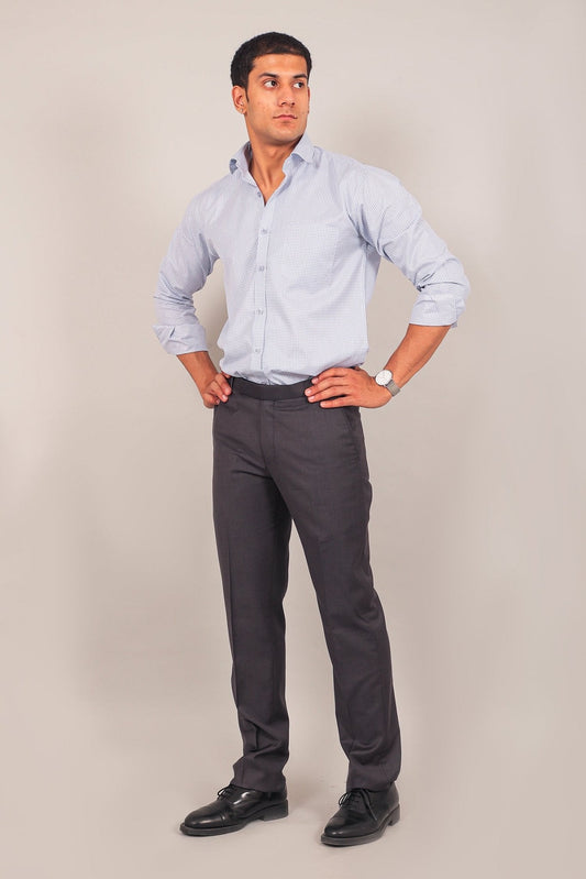 Bluebird men's ash black formal trouser | Swadesiicart
