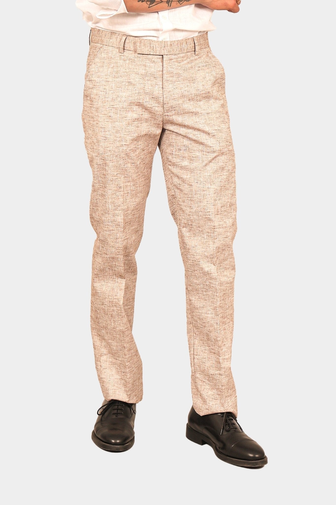 Bluebird Men's Brown Linen Formal Trouser | Swadesiicart