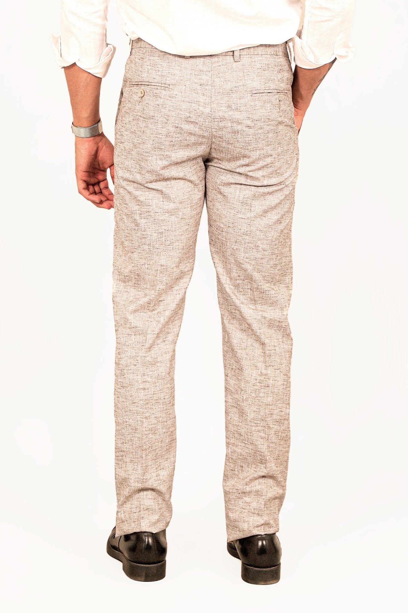 Bluebird Men's Brown Linen Formal Trouser | Swadesiicart