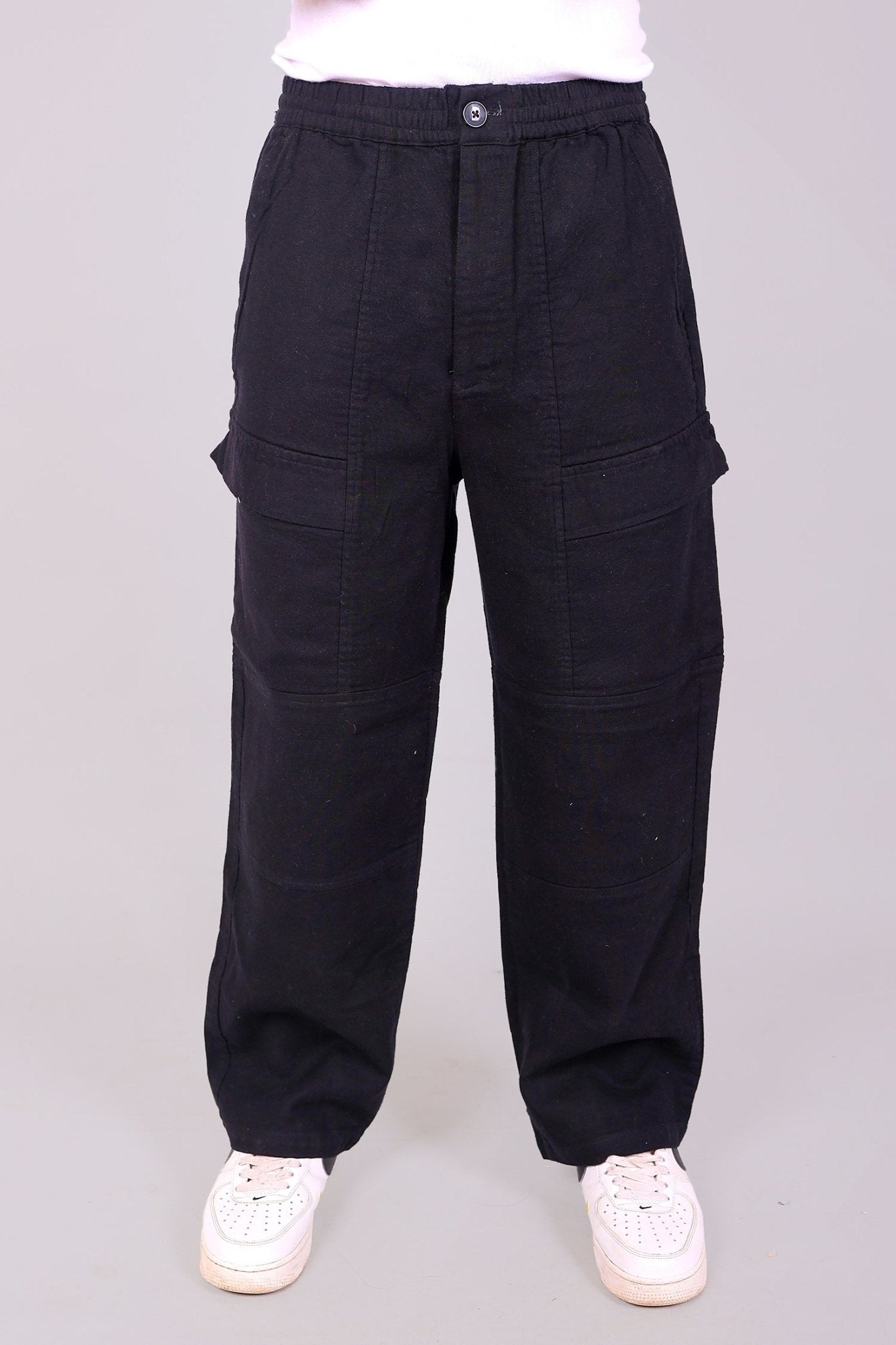 Bluebird Men's Cotton Cargo Pant Loose Fit Black | Swadesiicart