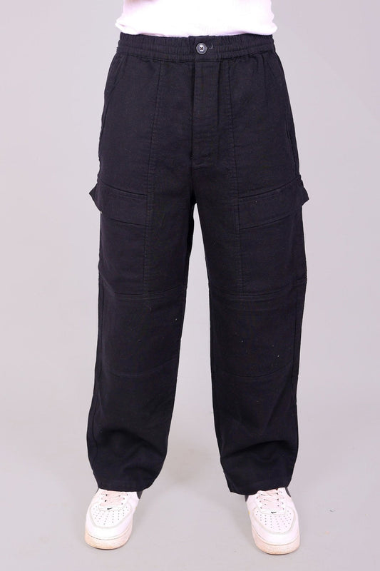 Bluebird Men's Cotton Cargo Pant Loose Fit Black | Swadesiicart