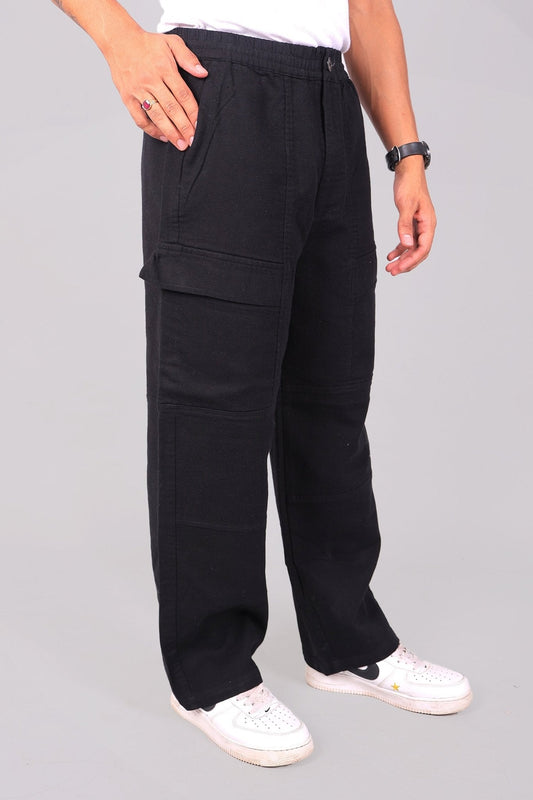 Bluebird Men's Cotton Cargo Pant Loose Fit Black | Swadesiicart