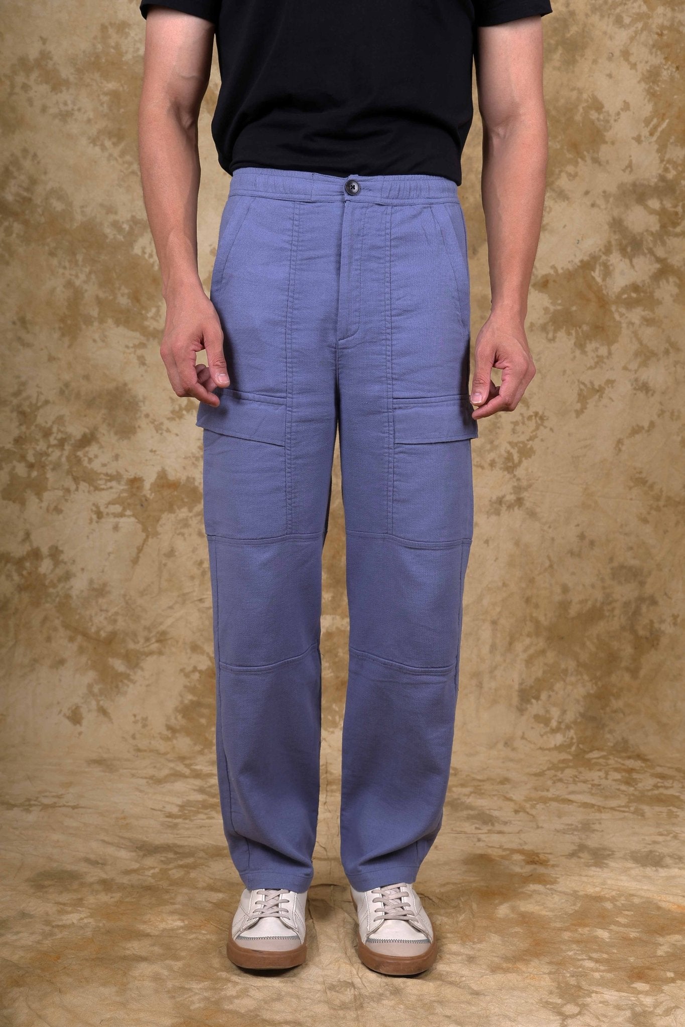 Bluebird Men's Cotton Cargo Pant Loose Fit Blue | Swadesiicart