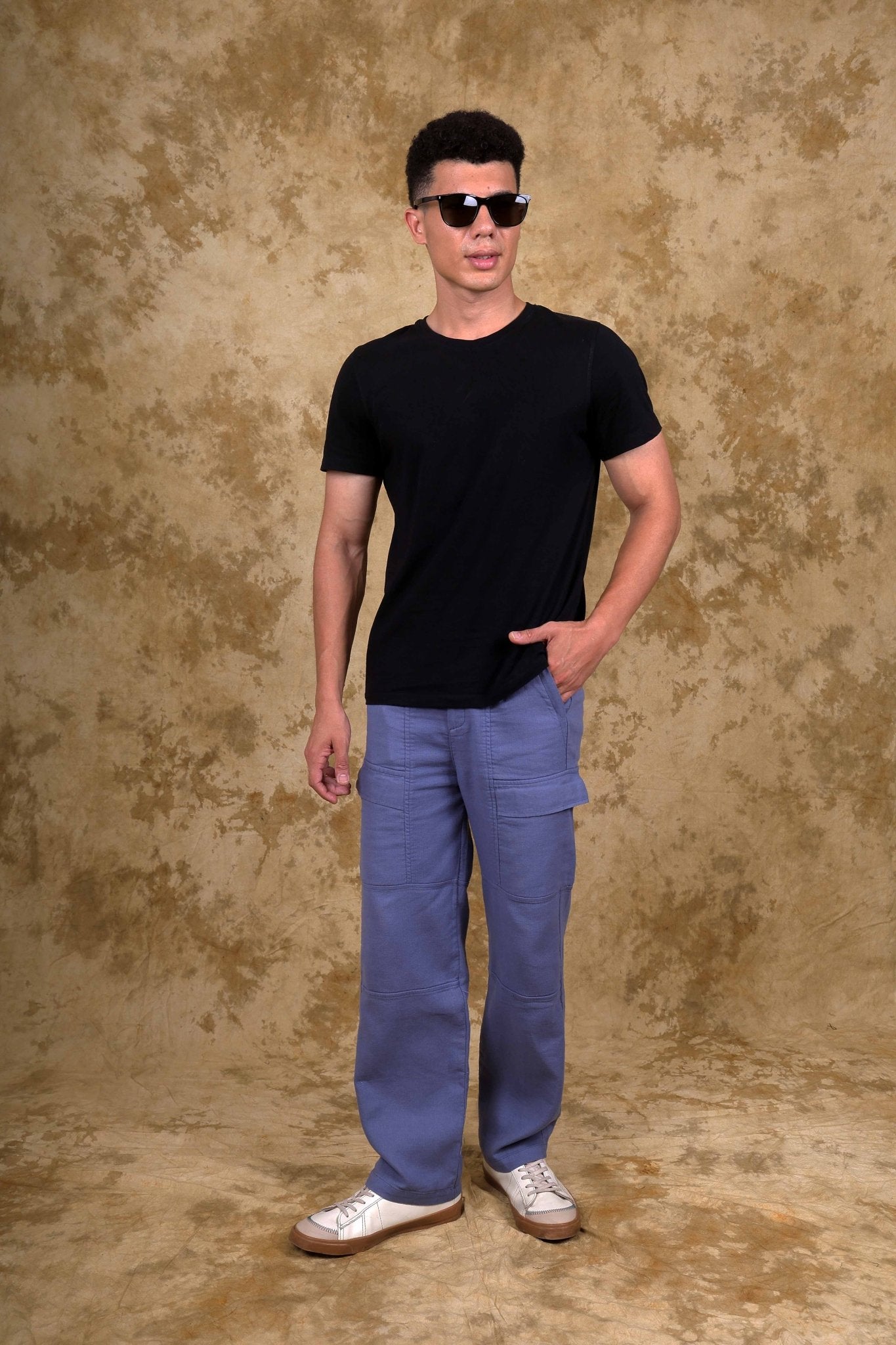 Bluebird Men's Cotton Cargo Pant Loose Fit Blue | Swadesiicart