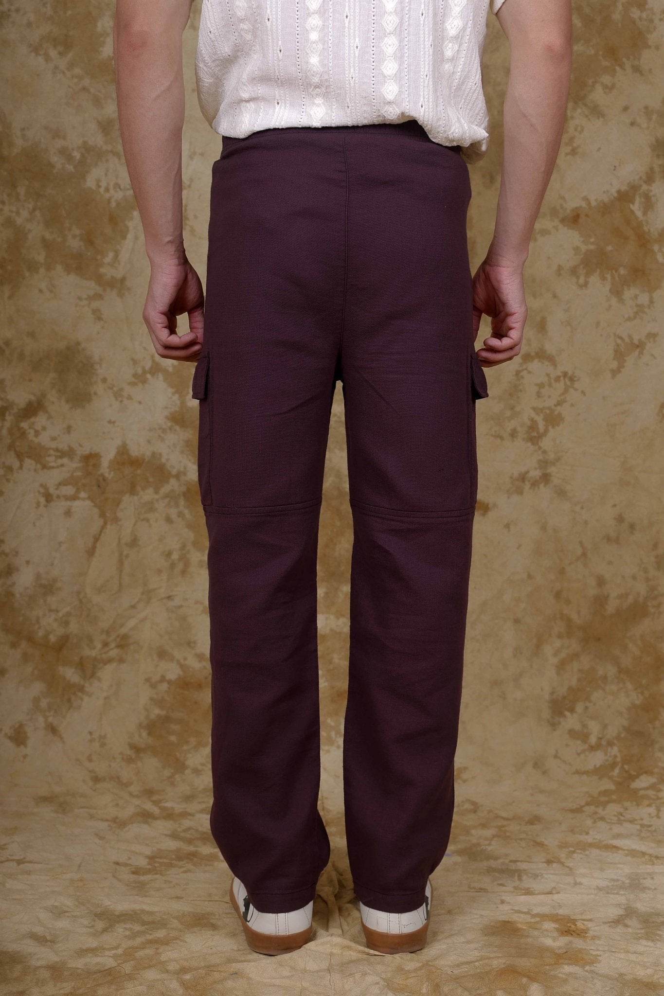 Bluebird Men's Cotton Cargo Pant Loose Fit Maroon | Swadesiicart
