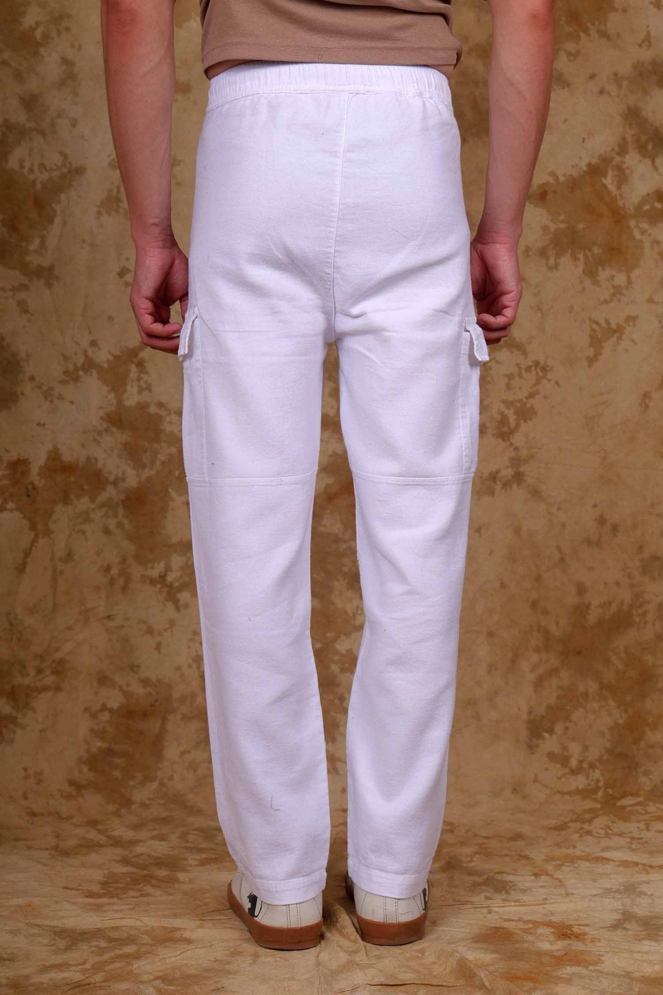 Bluebird Men's Cotton Cargo Pant Loose Fit White | Swadesiicart