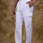 Bluebird Men's Cotton Cargo Pant Loose Fit White | Swadesiicart