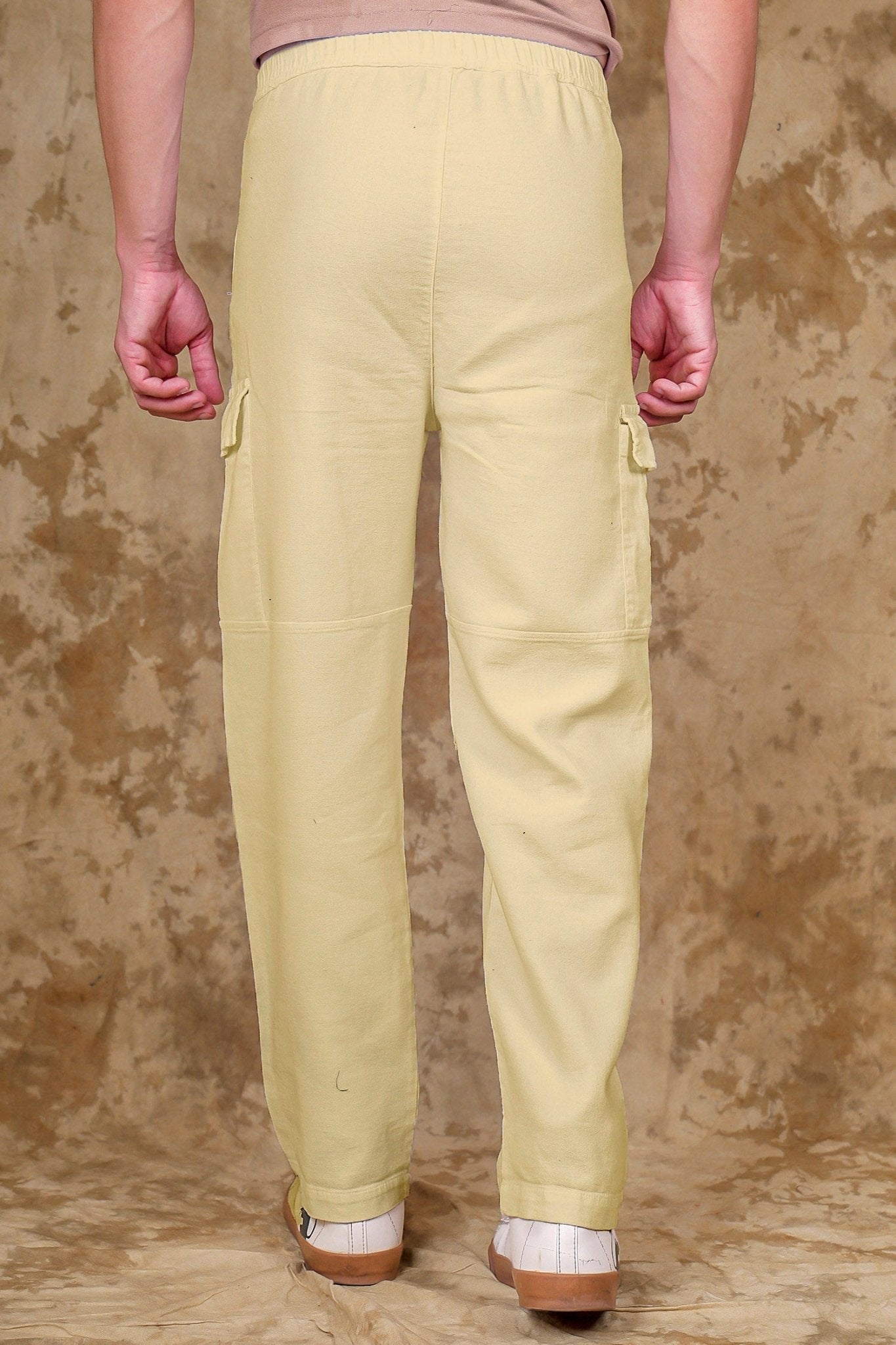 Bluebird Men's Cotton Cargo Pants Loose Fit Beige | Swadesiicart