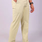 Bluebird Men's Cream Stretch Band Trousers | Swadesiicart