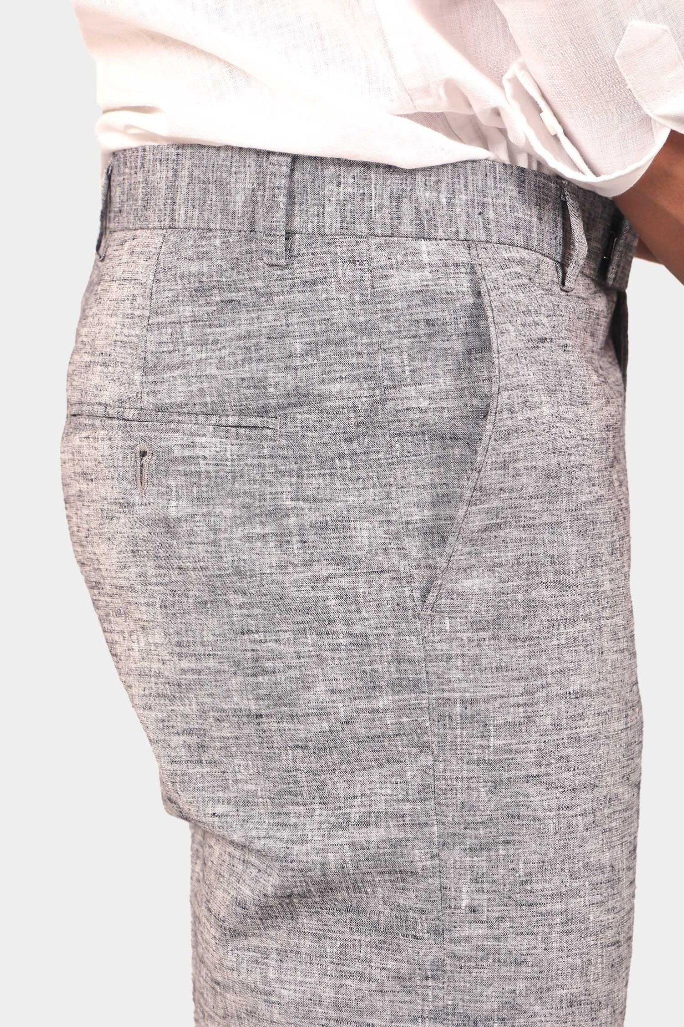 Bluebird Men's Dark Black Linen Formal Trouser | Swadesiicart