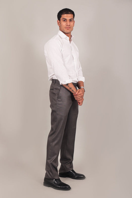 Bluebird Men's Dark Grey Formal Trousers | Swadesiicart