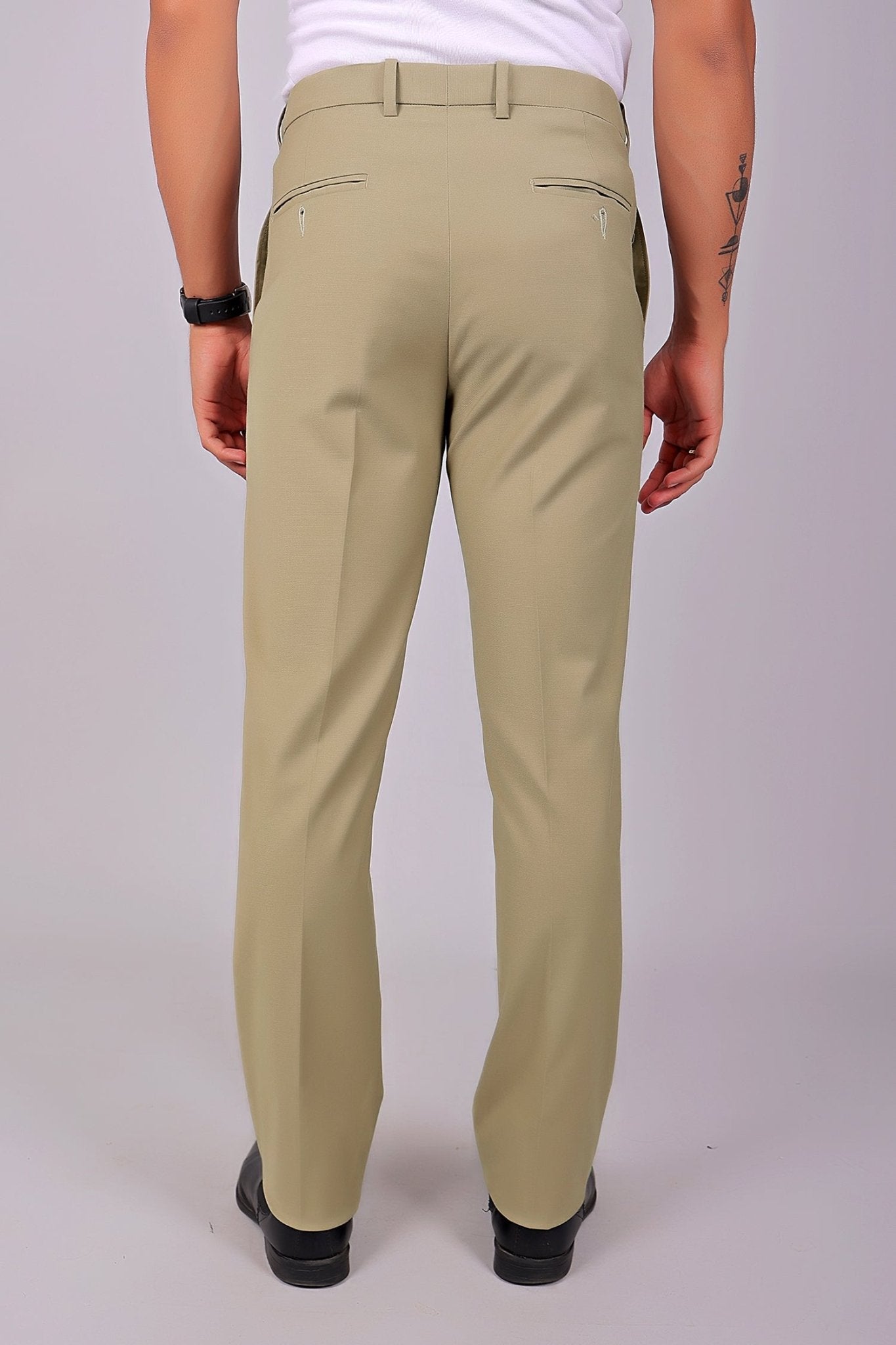 Bluebird Men's Ecru Stretch Band Trousers | Swadesiicart