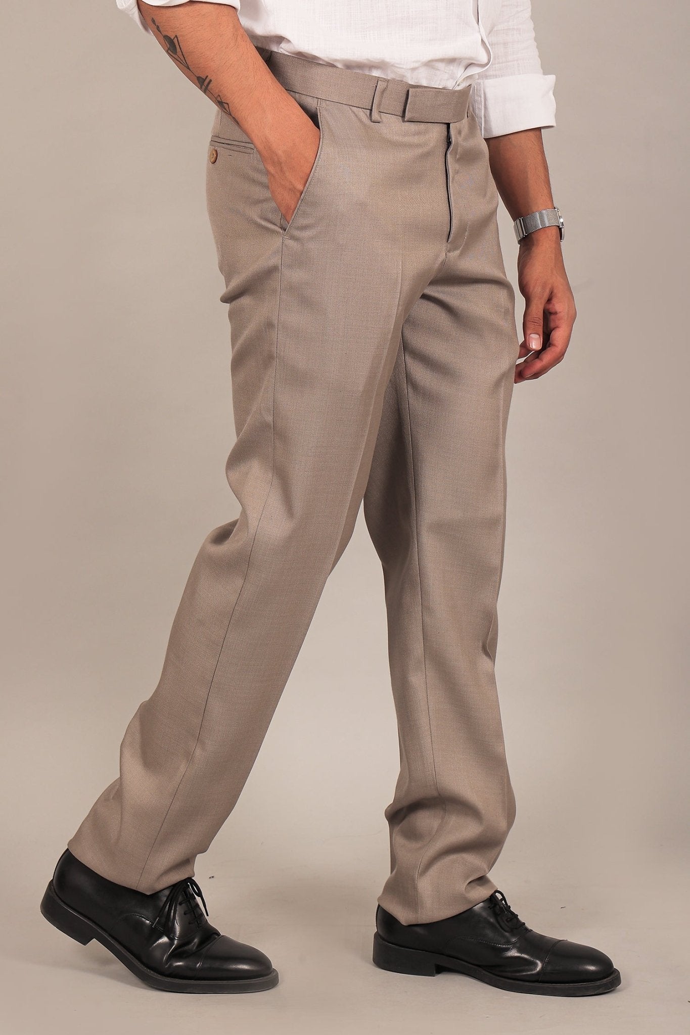 Bluebird Men's Grey Formal Trousers | Swadesiicart
