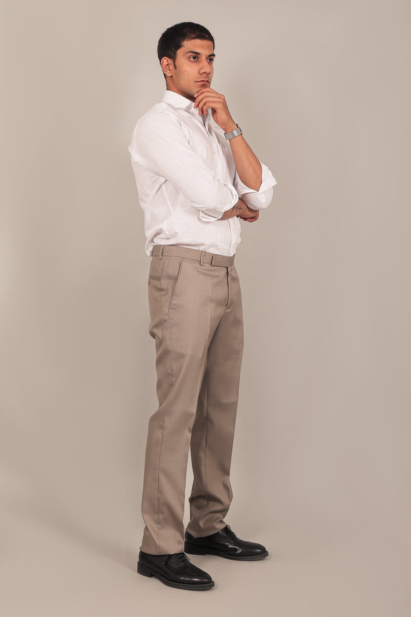 Bluebird Men's Grey Formal Trousers | Swadesiicart