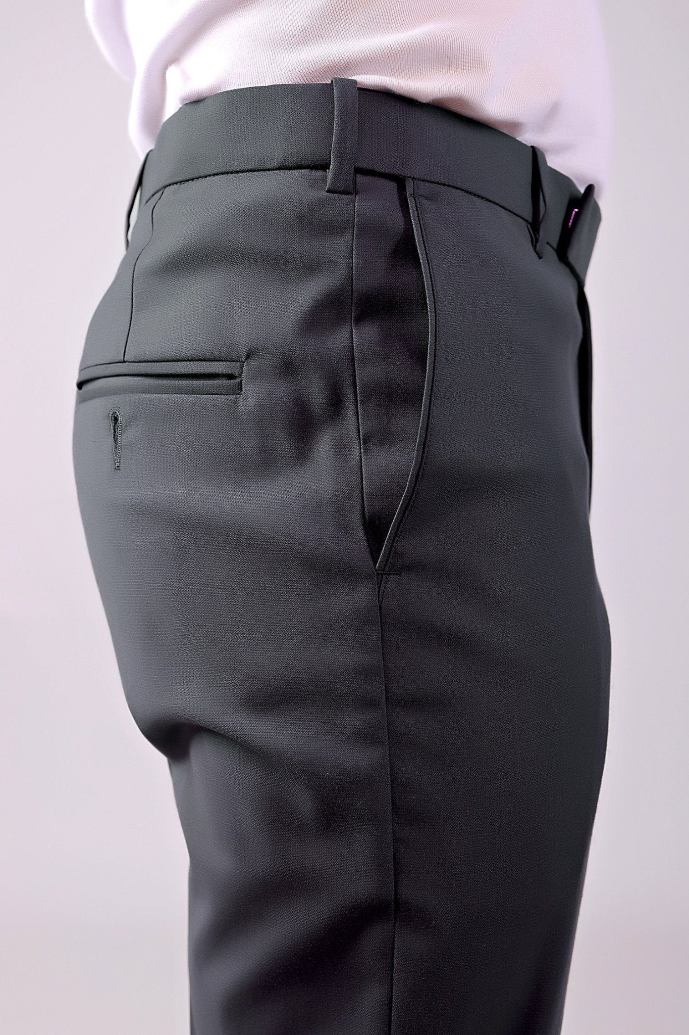 Bluebird Men's Iron Grey Stretch Band Trousers | Swadesiicart