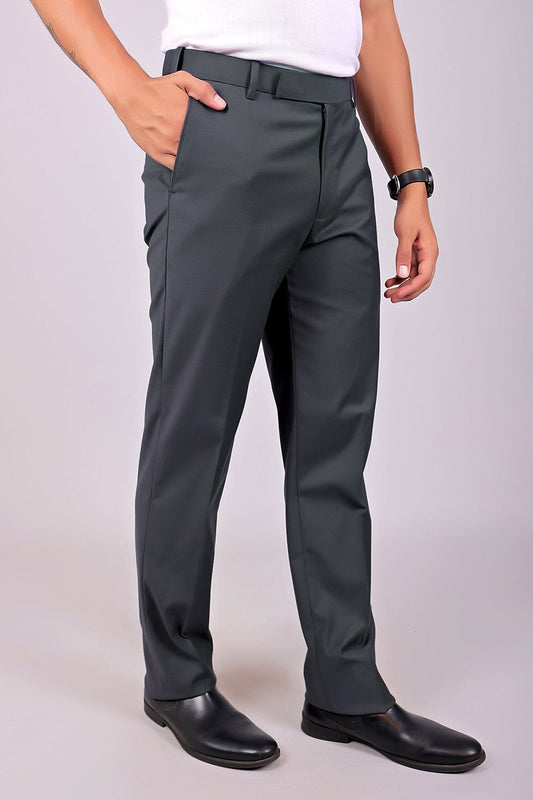 Bluebird Men's Iron Grey Stretch Band Trousers | Swadesiicart
