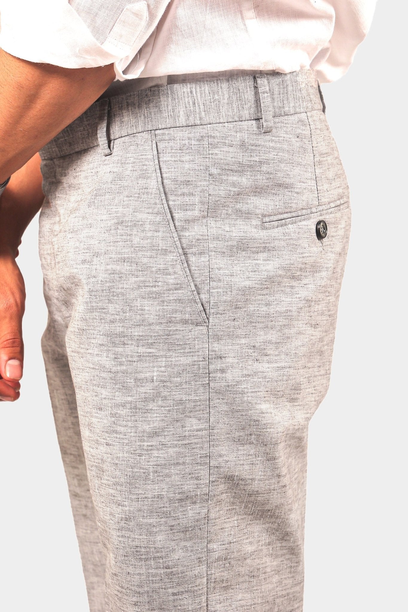 Bluebird Men's Light Black Linen Formal Trouser | Swadesiicart