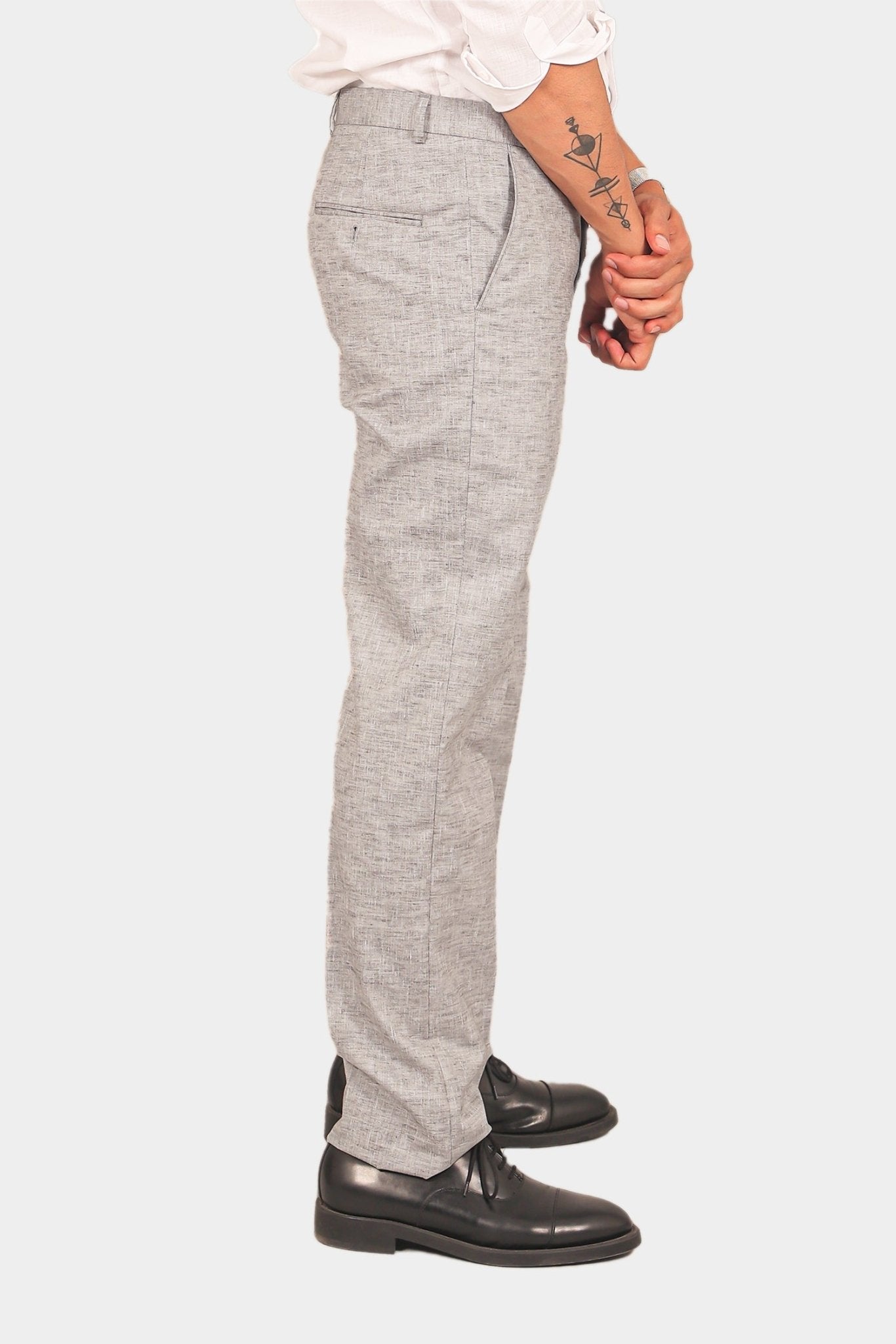 Bluebird Men's Light Black Linen Formal Trouser | Swadesiicart