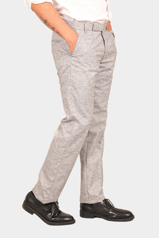Bluebird Men's Light Black Linen Formal Trouser | Swadesiicart