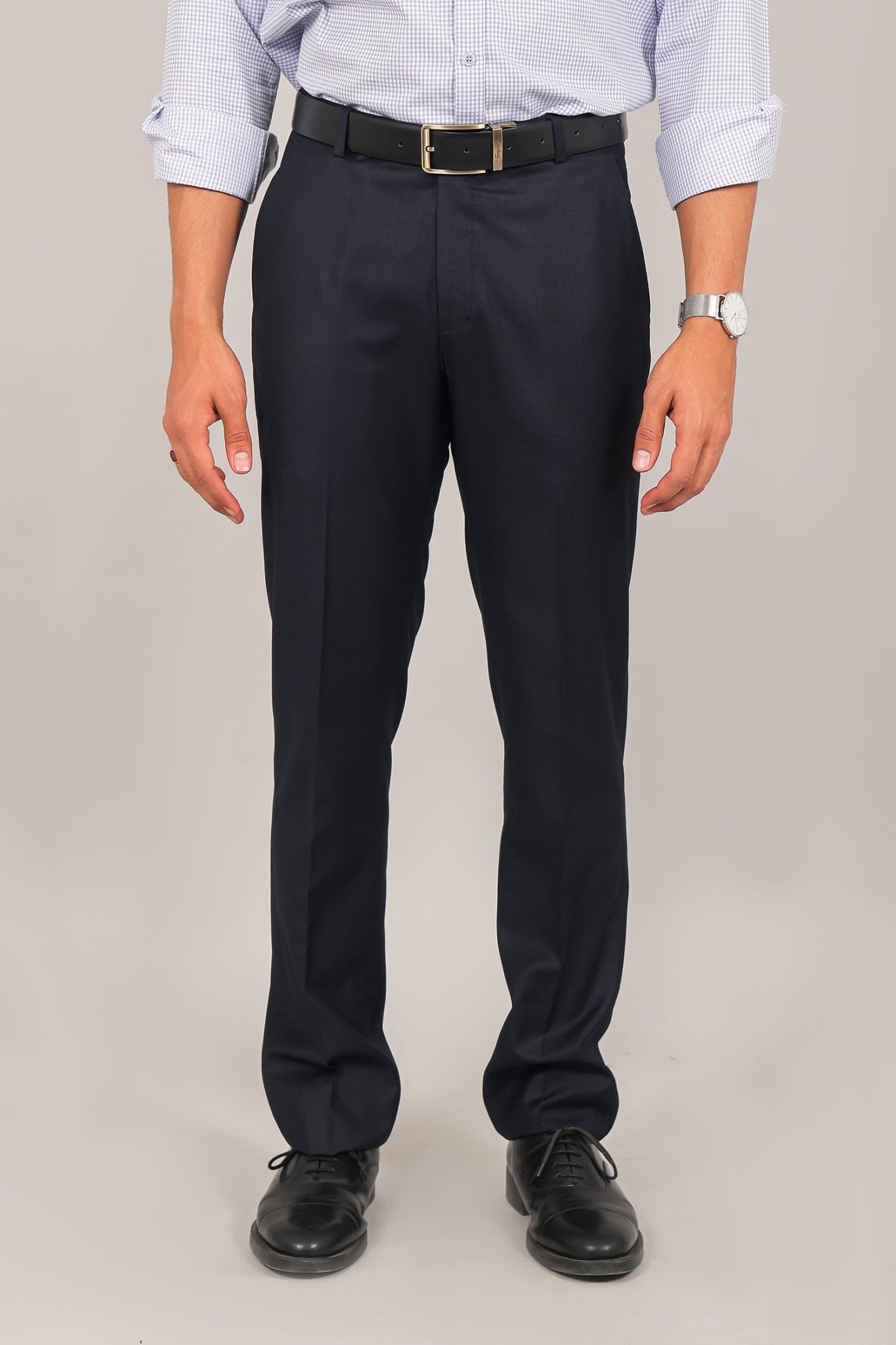 Bluebird Men's Navy Blue Formal Trouser | Swadesiicart