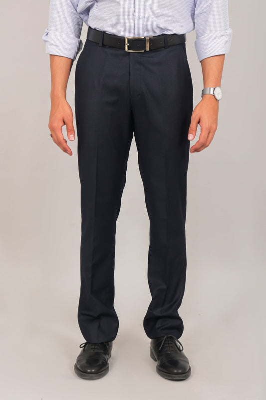 Bluebird Men's Navy Blue Formal Trouser | Swadesiicart