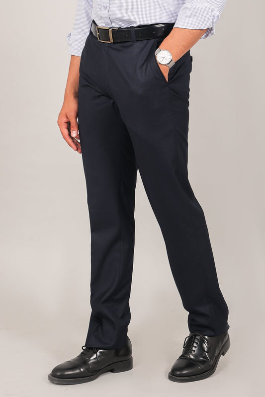 Bluebird Men's Navy Blue Formal Trouser | Swadesiicart