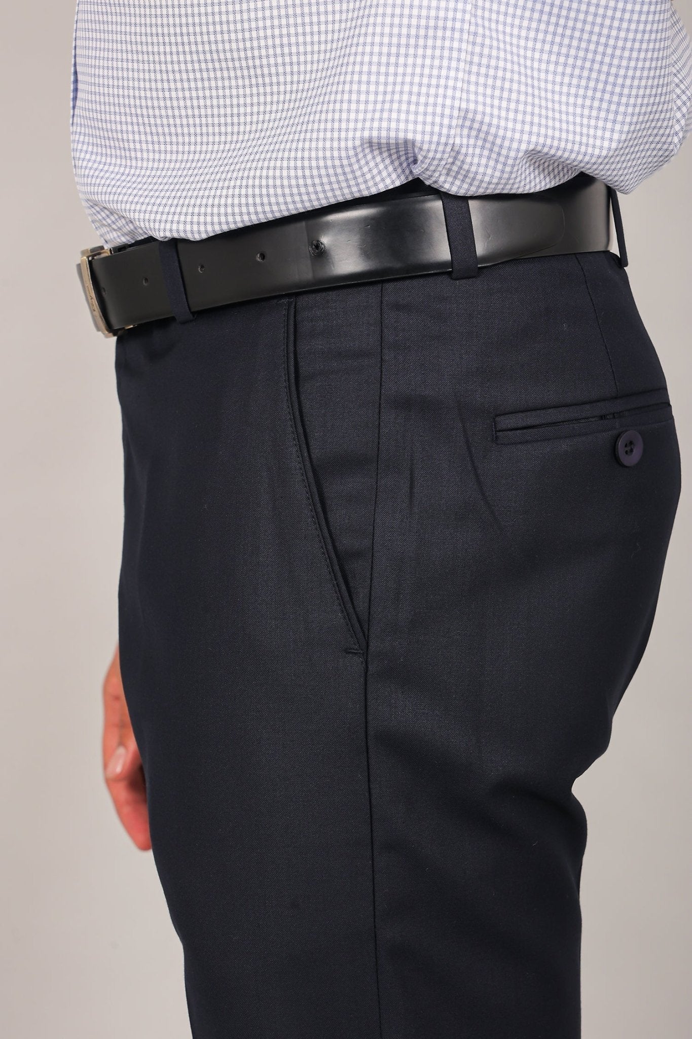 Bluebird Men's Navy Blue Formal Trouser | Swadesiicart